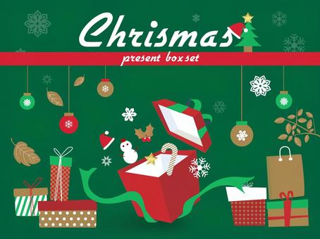 クリスマスのプレゼントBOXセット クリスマス,プレゼント,ギフトボックス,ギフト,箱,紙袋,赤,緑,セット,贈り物のイラスト素材