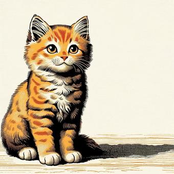 Ukiyo-e style cat, , JPG and PNG