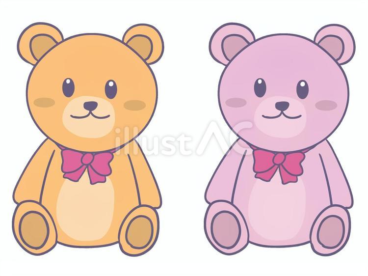 2色のテディベア（線あり） テディベア,ぬいぐるみ,くまのイラスト素材