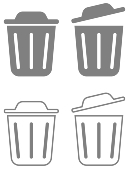 ゴミ箱のアイコン グレー ゴミ箱,マーク,ダストボックス,くずかご,ポリバケツ,生活,暮らし,処分,リサイクル,リユースのイラスト素材