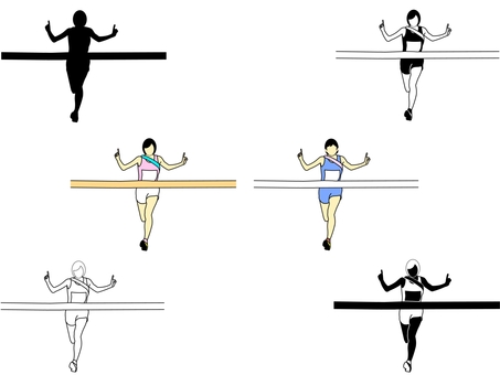 駅伝＆マラソン 駅伝,マラソン,持久走,セット,スポーツ,運動,陸上競技,ランニング,走る,完走のイラスト素材