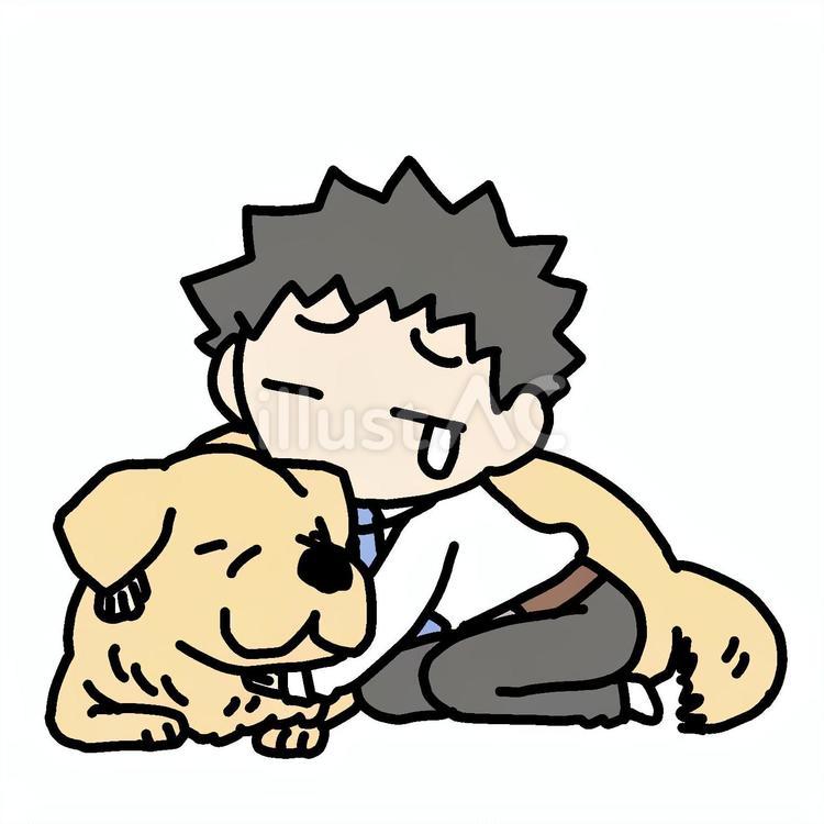 大型犬を泣いて抱く男性 男性,大型犬,抱くのイラスト素材