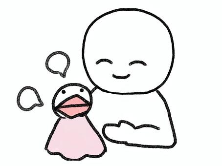 腹話術を披露する棒人間 棒人間,腹話術,人形,人物,手描き,落書き,表情,黒,シンプル,素材のイラスト素材