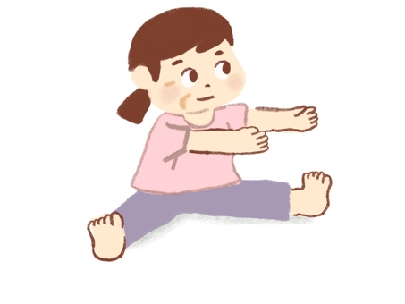 ストレッチをする女性 ストレッチ,体操,柔軟,運動,女性,中年,おばさん,おばあさん,おばちゃん,汗のイラスト素材