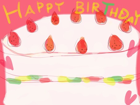 Illustration, birthday cake, birthday, strawberry, 