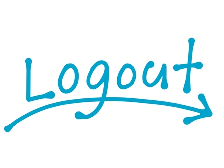 Log outの文字（青色） ログアウト,アカウント,セキュリティ,退出,サインアウト,画面,機能,システム,保護,コンピュータのイラスト素材