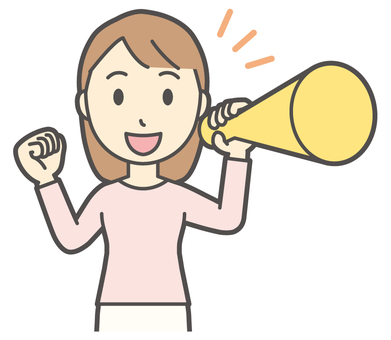 メガホンで応援している若い女性 メガホン,女性,女の子,人物,かわいい,応援,応援団,叫ぶ,メッセージ,声援のイラスト素材