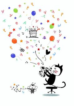 cat sax birthday, , JPG