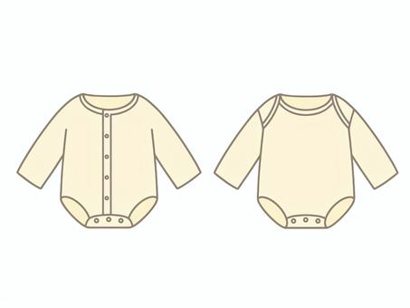 ベビー服 長袖 ロンパース 服,衣類,赤ちゃん,ベビー,ロンパース,ボディスーツ,長袖,黄色,スナップボタン,ベクターのイラスト素材