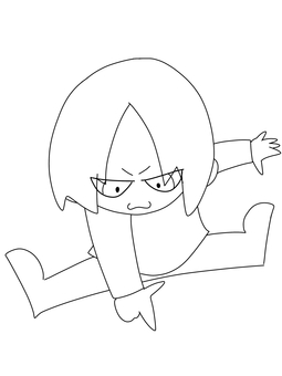 指差しポーズをする子供 指差しポーズ,子供,ミニキャラ,かわいい,塗り絵のイラスト素材