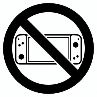 ゲーム禁止02_1c 禁止,マーク,携帯ゲーム機,ゲーム機,ゲーム,アイコン,イラスト,モノクロ,線画のイラスト素材