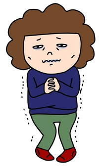 手足が冷える女性 女性,かわいい,ゆるい,手描き,更年期障害,更年期,冷え,寒気,不調,震えのイラスト素材