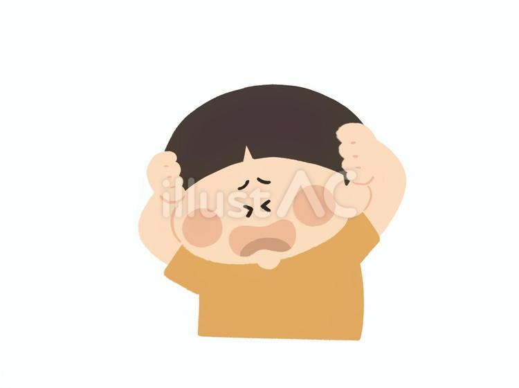 頭を抱える子供 頭,抱える,悩みのイラスト素材
