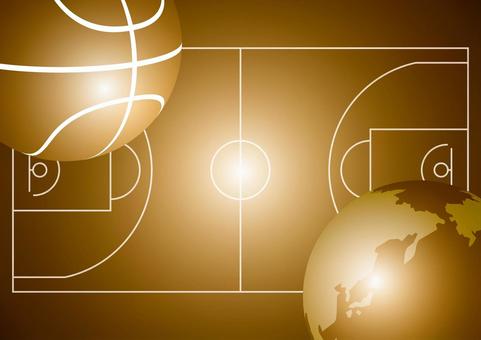 ゴールドのバスケットボールと世界の背景 スポーツ,バスケットボール,地球,世界,コート,光,スタイリッシュ,ゴールド,背景のイラスト素材