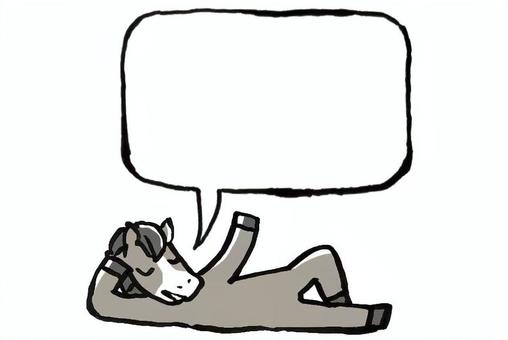 くつろぐ馬と吹き出しフレーム くつろぐ,午,馬,吹き出し,干支,かわいい,フレームのイラスト素材