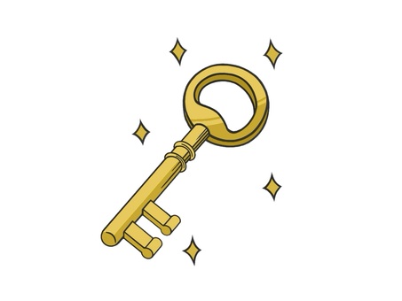 素敵な宝箱を開ける時に使う鍵(かぎ) 鍵,道具,キー,宝箱,キラキラ,アイテム,錠,スペアキー,鍵屋,ロックのイラスト素材