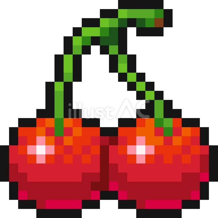 さくらんぼ　ドット絵 さくらんぼ,チェリーブロッサム,果物のイラスト素材