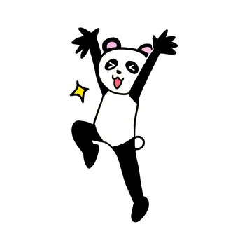 ジャンプとバンザイするパンダ パンダ,動物,キャラ,ポップ,かわいい,嬉しい,バンザイ,ご機嫌,喜ぶ,ジャンプのイラスト素材