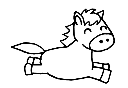 走る馬（モノクロ） 馬,動物,シンプル,かわいい,白背景,全身,哺乳類,草食動物,家畜,午のイラスト素材