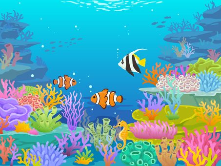 サンゴ礁と熱帯魚の風景