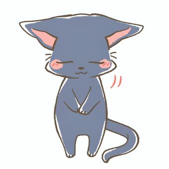 お辞儀をする黒猫 ごめん,謝罪,挨拶,ごめんなさい,すみません,手を合わせる,合掌,礼,許して,頭を下げるのイラスト素材