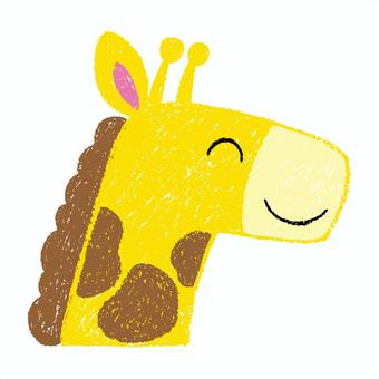 クレヨン＿動物_キリン キリン,クレヨン,落書き,お絵描き,手描き,絵,動物,かわいいのイラスト素材