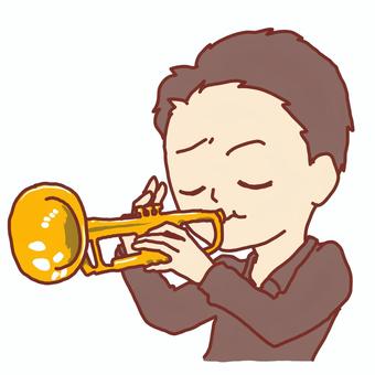 [Occupation] Illustration of a male trumpeter, , JPG and PNG