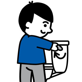 トイレを流す 子ども トイレ動作 トイレ,動作,子ども,男の子,生活動作,生活習慣,手順,生活,幼児,保育のイラスト素材