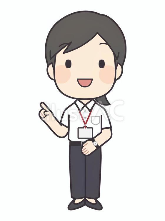 指差しする女性社員２（半袖） 女性,会社員,事務員のイラスト素材