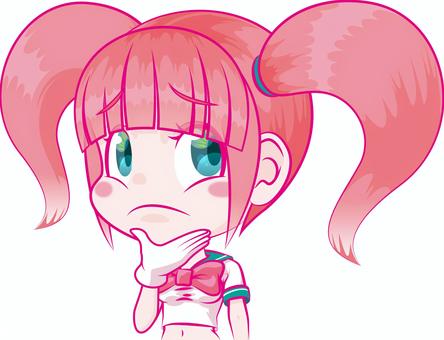 ピンク髪のナビゲーター（困り） 女性,人物,キャラクター,アニメ,萌え,人,ナビゲーター,案内人,紹介,誘導のイラスト素材