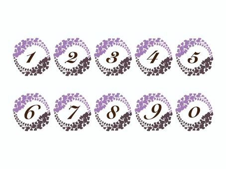 数字（藤の花のフレーム0〜9）02 数字,ナンバー,番号,藤の花,紫,フレーム,セット,アイコンのイラスト素材