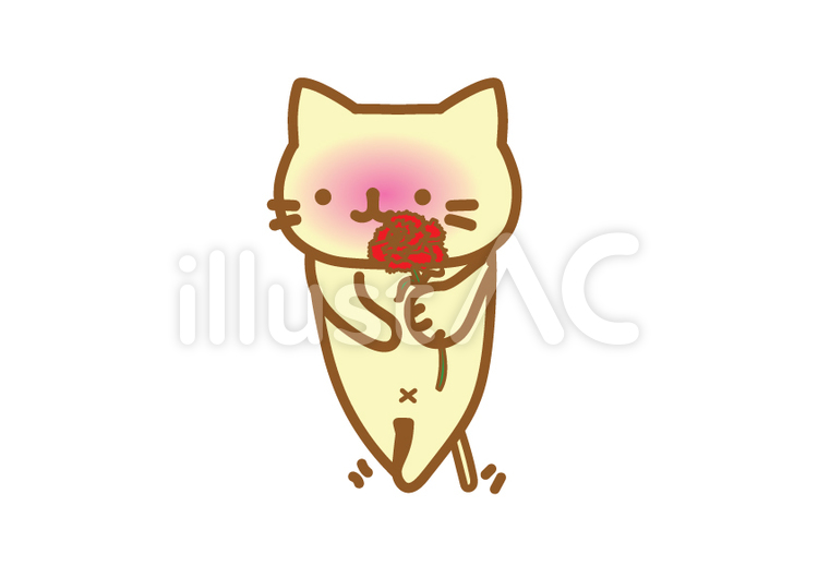猫母の日 猫,母の日,カーネーションのイラスト素材