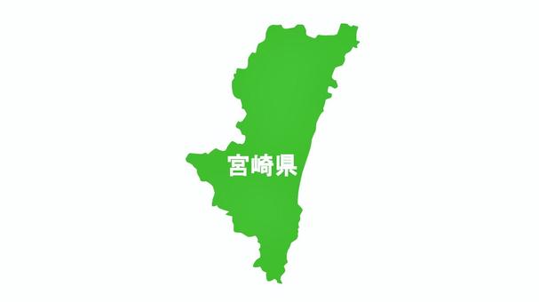 Map of Miyazaki Prefecture with prefecture name, , JPG