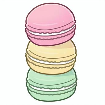マカロン（三段） マカロン,ピンク,黄色,黄緑,三段,三色,カラフル,スイーツ,お菓子,洋菓子のイラスト素材