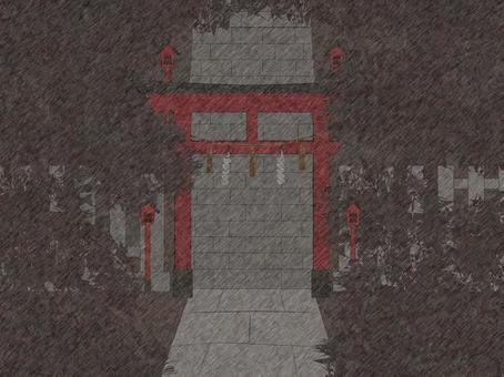 心霊 心霊,心霊スポット,肝試し,神社,鳥居,怖い話,怖い,不気味,怪談,夜のイラスト素材