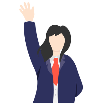 女学生 女子,生徒,学生,制服,ブレザー,黒髪,真面目,挙手,バイバイ,人物のイラスト素材