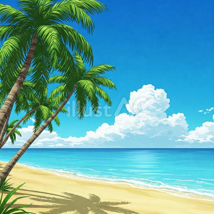 夏のイメージ：青い空と砂浜の楽園 海,夏,空のイラスト素材