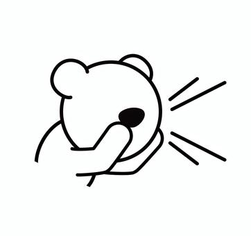 叫ぶ白いクマ クマ,叫ぶ,呼ぶ,上半身,ピクトグラム,白,白黒,シンプルのイラスト素材