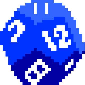 ドット絵の青の12面ダイスです。 ドット絵,12面,ダイス,シンプル,多面体,幾何学,立体,ゲーム,アクセサリー,サイコロのイラスト素材