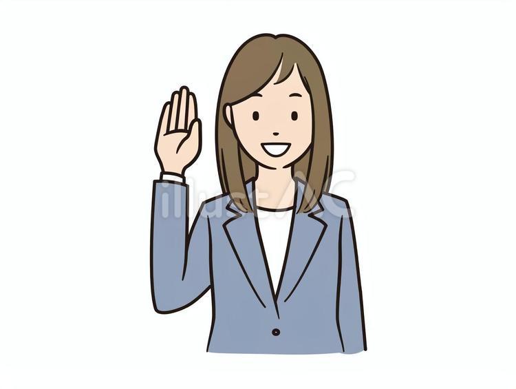 手を挙げるOL-a ビジネス,ビジネスマン,人のイラスト素材