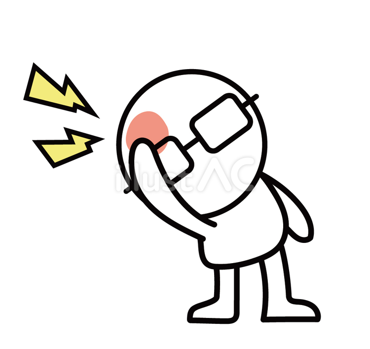 メガネの白い人の頭痛 メガネ,キャラクター,頭痛のイラスト素材