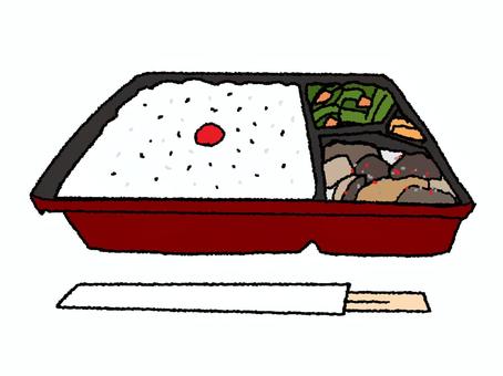 弁当 弁当,ご飯,割りばし,お知らせ用,宣伝用,pop調,手描き,挿絵,ワンポイント,素材のイラスト素材