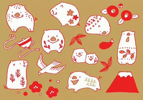Hand drawn cute wild boars set-2, JPG, PNG and AI Hand drawn cute wild boars set-2, , JPG, PNG and AI