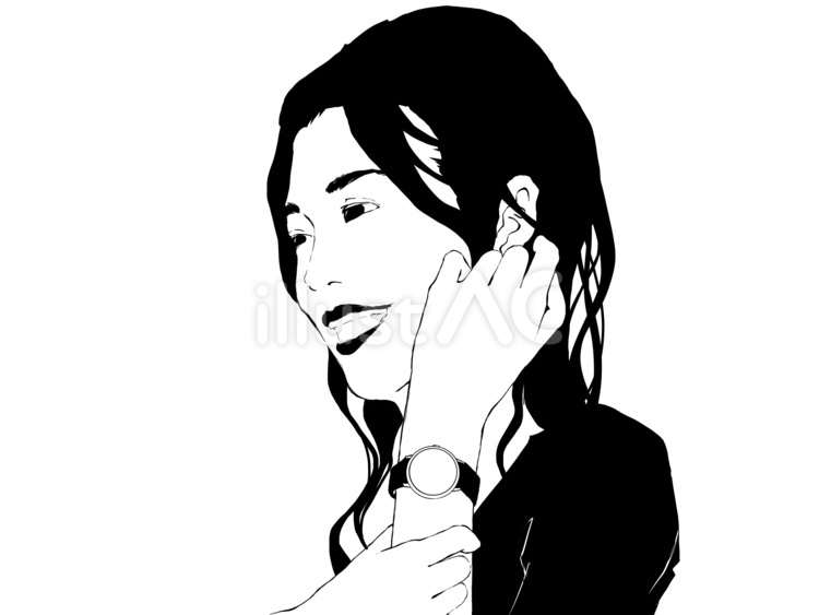 美しい女性（腕時計） 女性,女の子,笑顔のイラスト素材