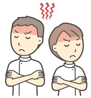  理学療法士の男女-033-バスト 喧嘩,理学療法士,男女,医療,病院,クリニック,整体師,柔道整復師,鍼灸師,人物のイラスト素材