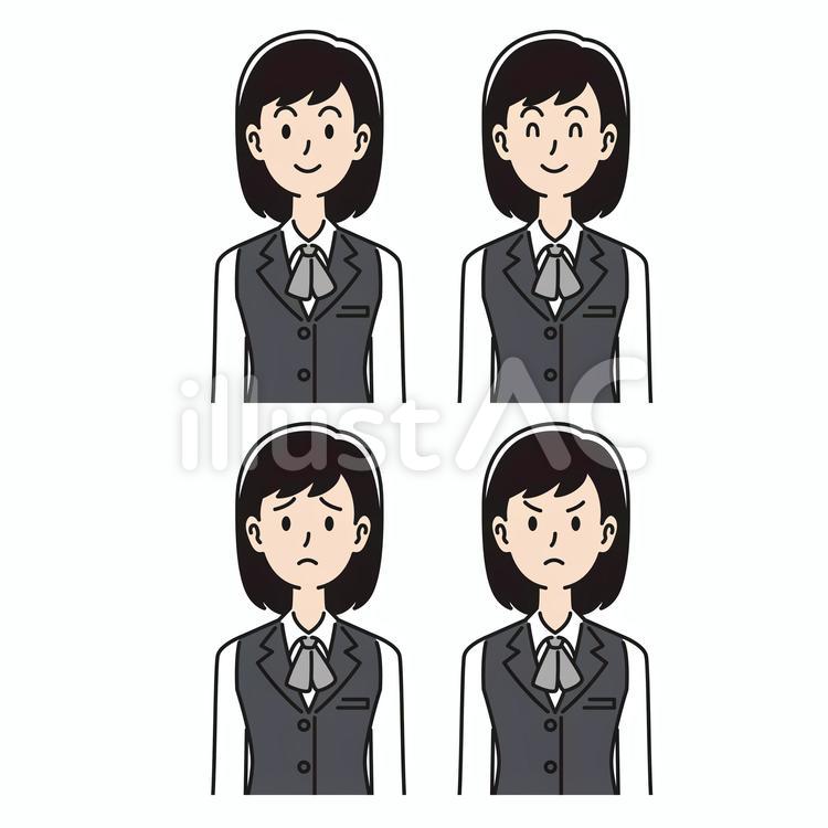 OLの色々な表情のパターン 仕事,ビジネスウーマン,会社のイラスト素材