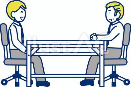 和やかに面談する男性