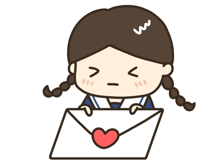 ラブレター(制服) ラブレター,告白,手紙,バレンタイン,２月,女の子,学生,セーラー服,ゆるい,ゆるかわいいのイラスト素材