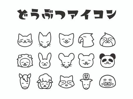 どうぶつアイコン 動物,ネコ,キツネ,イヌ,オウム,ナマケモノ,ライオン,ウサギ,ネズミ,クマのイラスト素材
