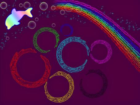 Thin circle, rainbow and dolphin, , JPG and PNG